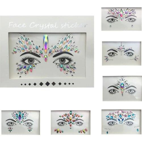 Masquerade Face Decoration DIY Jewelry Acrylic Rhinestone Festival Party Temporary Tattoo Fashion Face Stickers for Women