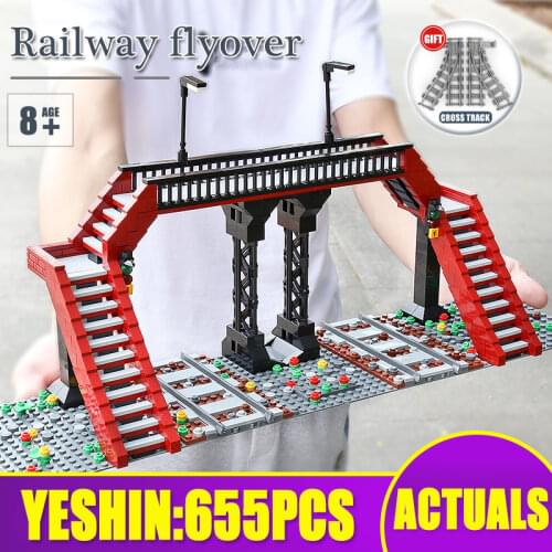 MOULD KING 12008 The Railroad Crossing Model High-Tech Toys Building Blocks Assembly Bricks Kits Kids Christmas Gifts 655PCS