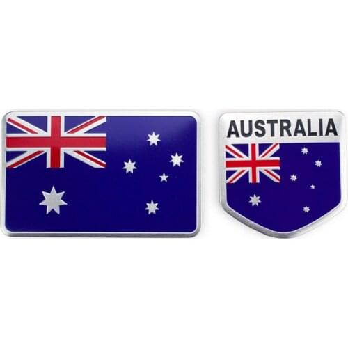 Aluminum Alloy Shield Sider Stickers Automobiles Exterior Accessories Australia Flags Badge 1 pcs Car Stickers National Emblem