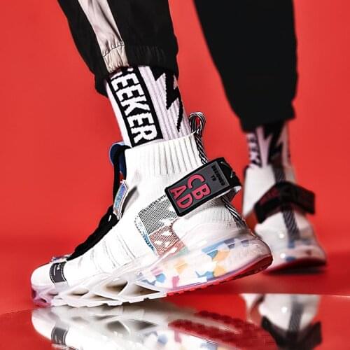 High Top Summer Sneakers Socks Men Running Shoes Sports for Men Sport Shoes Men Sneakers 2021 White Knit Kids Trainers GME-1261