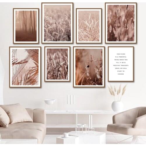 Autumn Wheat Oat Grass Cycad Palm Forest Wall Art Canvas Painting Nordic Posters And Prints Wall Pictures For Living Room Decor