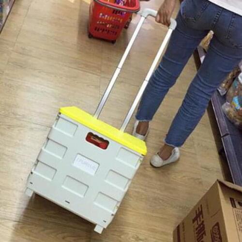 Portable Folding Shopping Cart Grocery Cart Trolley Cart Small Pull Cart Pull Car Car Trunk Storage Box Home