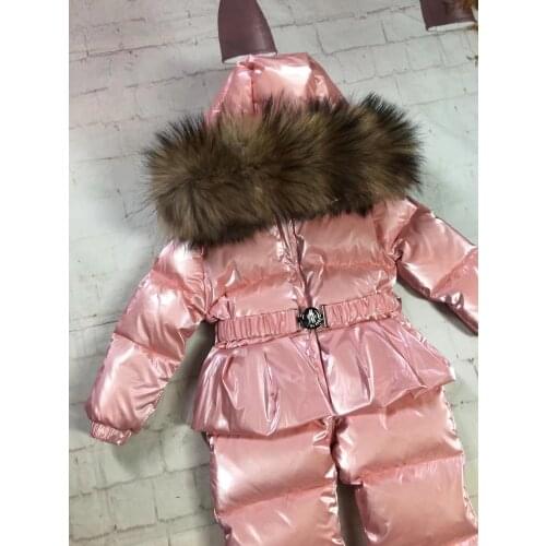 75-155cm 2021 Winter baby down coat duck down suit outerwear Fur overalls childrens Snowsuit down coats Child jumpsuit romper