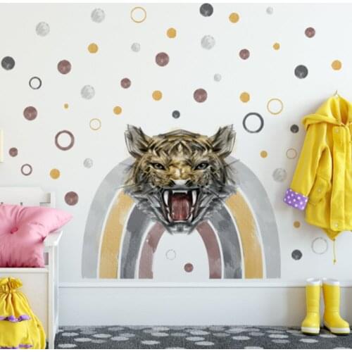 Multi Color Tiger-Head Wall Stickers For Kids Rooms Background Creative Wall Decals Pvc kid Room Decoration