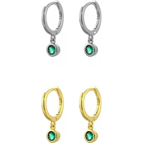 Silver gold color Simple Green Zircon Hoop Earrings for Women Elegant Small Earrings Friends Gifts Jewelry Aretes Wholesale 2022