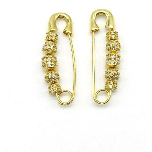 5pairs/lot Wholesales DIY Jewelry Accessories Cubic Zirconia Safety Pin Earrings