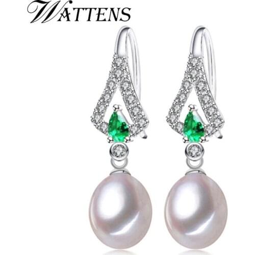 WATTENS natural pearl earrings jewelry,wedding earrings,long earrings for women,Bohemian Austrian Crystal drop earrings for love