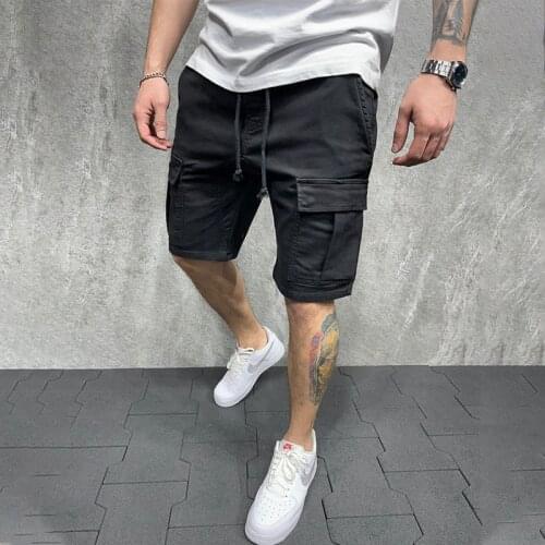 Cargo Shorts Men 2021 Elasticated Waist Loose Work Casual Shorts Men Summer Streetwear Multi-Pocket Outdoor Training Shorts
