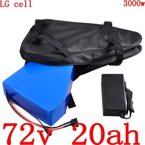 72V 2000W 3000W electric bicycle battery 72V 20AH electric bike battery 72V lithium ion battery pack use LG cell with 5A charger