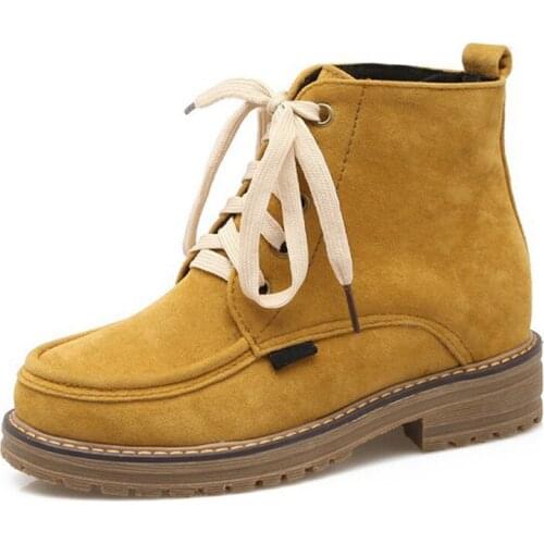 Autumn Winter Ankle Boots Women Lace Up Suede Leather Martin Shoes Woman Platform Casual Women Shoes Big Size 34-43 XKD2016