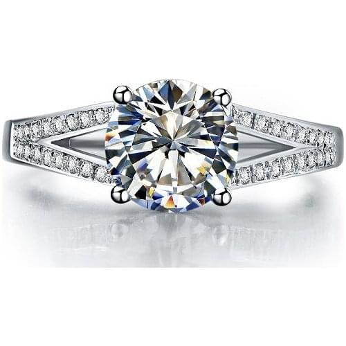 2 Carat Pure Gold 18K Three Rings Combine Prevalent Simulate Diamond Wedding Ring For Women Invitation Gift For Lady Pure Gold