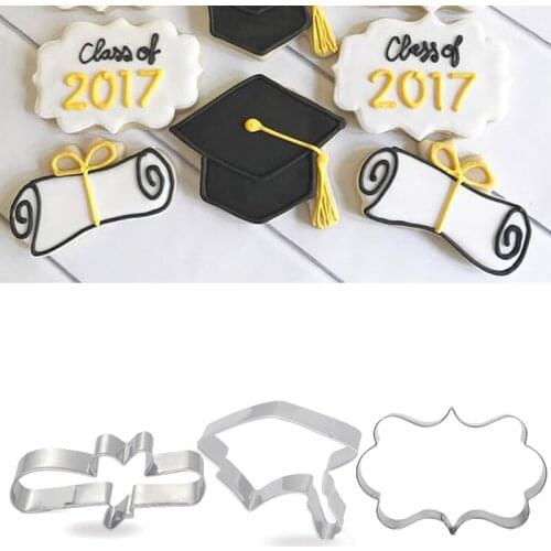 1pcs patisserie reposteria Bachelor Cap Paper Mold Metal Cookie Cutters Fondant Cake Decor Tools Cupcake Chocolate Biscuit Mould