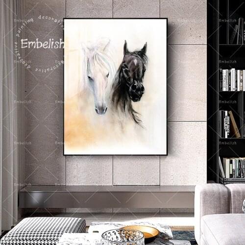 1 Pieces Black And White Horses Wild Animals Wall Posters For Modern Home Decor Pictures Living Room Artwork HD Canvas Paintings