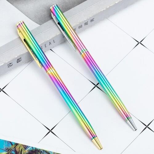 1 Piece Lytwtws Creative Multicolor Ballpoint Pen Business Metal Office Rotate Pens School Stationery Office Supplies