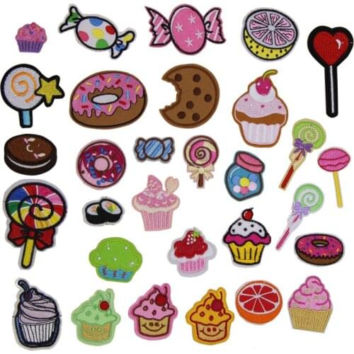 1 pcs little sugar candy cake embroidered iron on patches cloth accessories popular clothing bag hat Patches Appliques