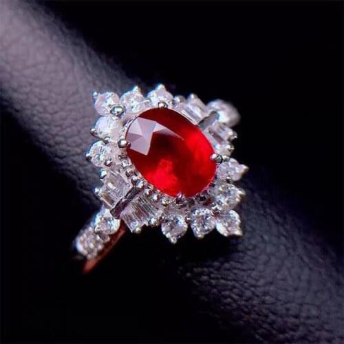 100% Real Natural Ruby Ring Gemstone Wedding Engagement Rings for Women Fine Jewelry Gift Wholesale