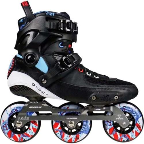 2019 Original Powerslide TAU TRINITY 3*84/90mm Carbon Fiber Speed Inline Skates Adult Roller Skating Shoes Free Skating Patines