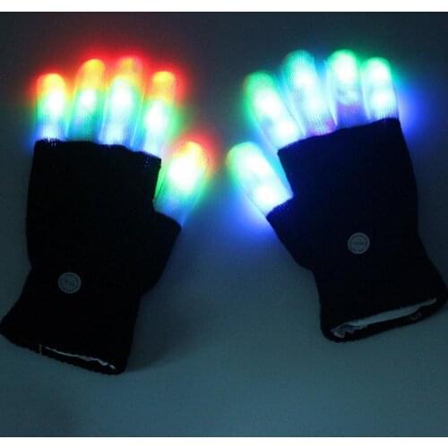 100pair Flashing Fingertip Light 7 Mode LED Gloves Mittens Costumes Rave Party Skating Riding Party Accessory DHL