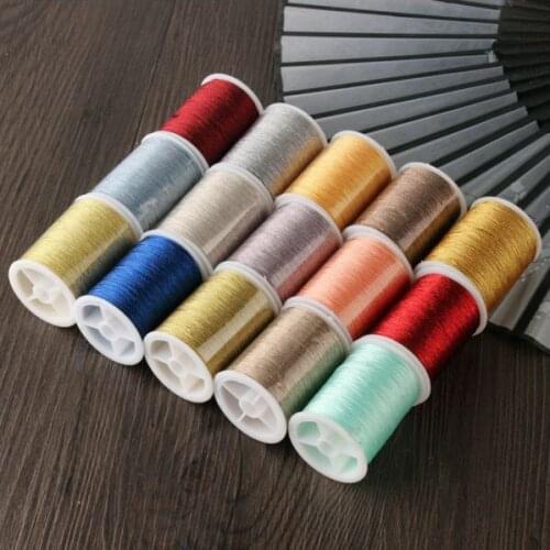 15pcs Dia.0.5mm22yards/pcs 6strands Metallic Glitter Polyester Braiding Thread Set All Colours Crochet Thread