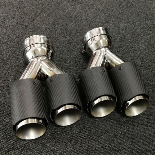 2 PCS DUAL 3'' in 3'' out Stainless Car Carbon Fiber Exhaust Tip exhaust pipe exhaust tip tailpipe