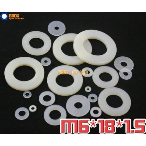 200 Pieces M6 x 18 x 1.5mm Nylon Flat Washer Insulation Washer