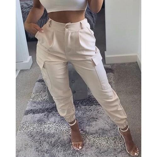 2021 Sports Zipper Pocket Design Casual Pants Without BeltLeggingPocket Design High Waisted Casual Pants