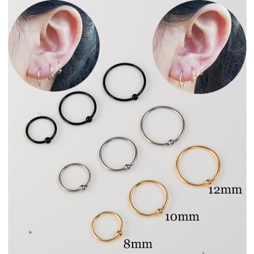 6PCS /Pack Stainless Steel Nostril Nose Ring Nosering Hoop Earrings Gold Color Septum Labret Helix Piercing Cartilag Studs Body