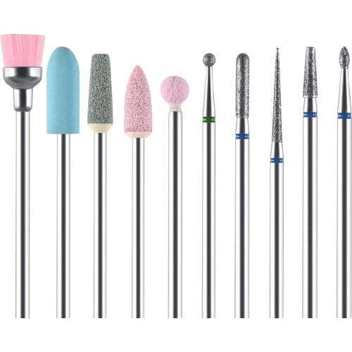 10pcs/Set Diamond Nail Drill Bit Grinder Electric Milling Cutters For Pedicure Manicure Files Cuticle Burr Nail Tool Accessories