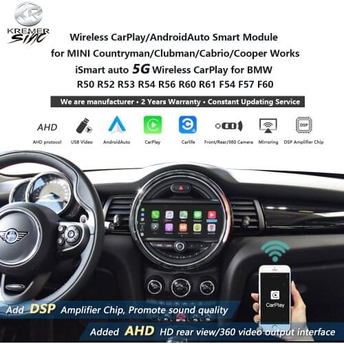 Wireless Apple CarPlay Android Auto Retrofit for MINI Countryman/Clubman/Cabrio/Cooper Works R50 R52 R53 R54 R56 R60 R61 F54 F57