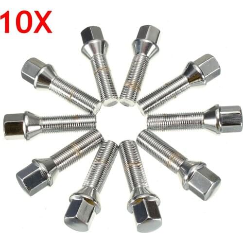 10pcs M14x1.5 40mm Car Wheel Lock Bolts Screw Security Lug Nuts For Audi A3 A4 S3 A6 For VW Golf/Seat 19mm Hex