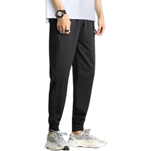 Pants Slim Stretchy Polyester Fiber Waist Drawstring Trousers for Daily Wear Casual Pocket Pants