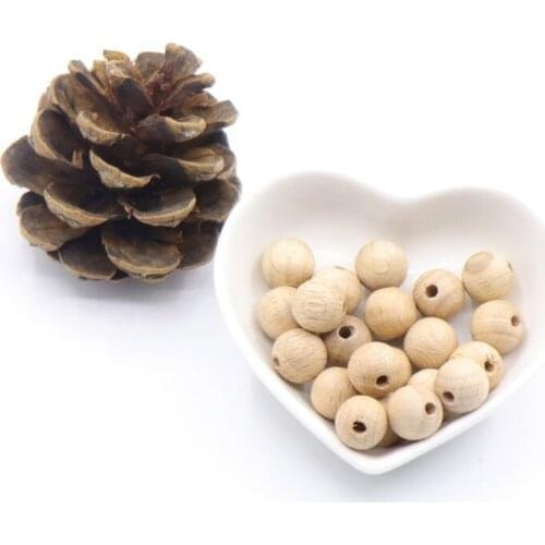 Uxdxu Diy Natural 15mm Round Beech Wooden Beads Smooth Wood Beads Teething Necklace Accessory ,50pcs Germany Beech Wood