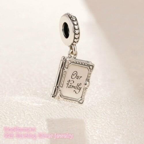 Mothers Day 100% 925 Sterling Silver Family Book Dangle Charm beads Fits Original Pandora bracelets Jewelry Making
