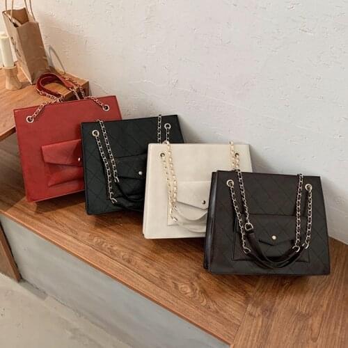 Elegant Female Large Square Tote bag 2020 Fashion New High-quality PU Womens Designer Handbag Chain Shoulder Messenger Bag