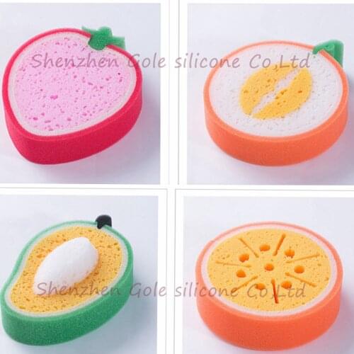 100pcs Fruit type sponge candy color dishclout bowl microfiber cleaning cloth waffle weave kitchen towels dish cooking tools