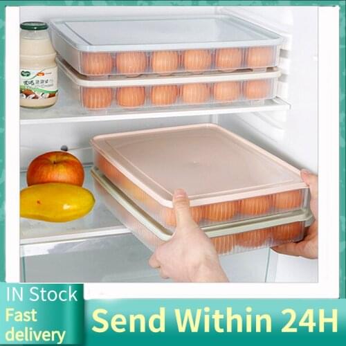 24 Grid Egg Storage Box Refrigerator Storage Box Crisper Fridge Container Freezer Eggs Holder Home Storage Kitchen Accessories