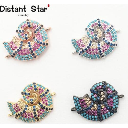 0.6*0.9in Cat Brass Jewelry Bracelet Accessories Diy Ladies Bracelet Necklace Making Connector Zirconia Shell Charm Accessories