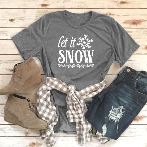 Let it snow t-shirt Holiday Christmas Tees unisex 90s young style graphic pretty cotton vintage casual new style top quote shirt