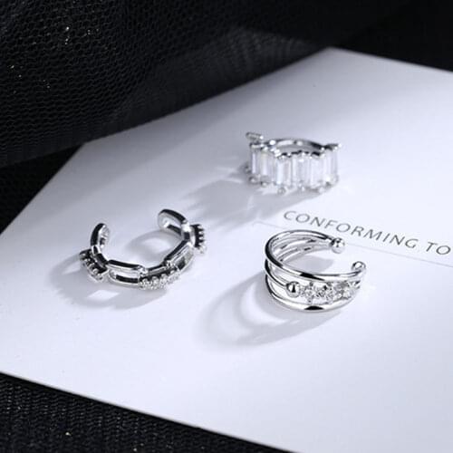 Luckydays 1 pcs Charming Line Zircon Clip On Earrings Ear Cuff Without Piercing Earrings Jewelry