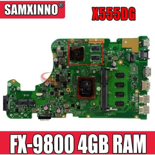 X555DG laptop mainboard with FX-9800 4GB RAM For Asus X555YI X555D A555D X555Y X555DG notebook motherboard tested full 100