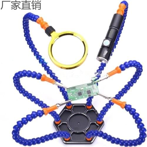Multi Soldering Helping Hand Third Hand Tool 3X Magnifying USB DC Fan Flashlight Magnifier PCB Welding Repair Station