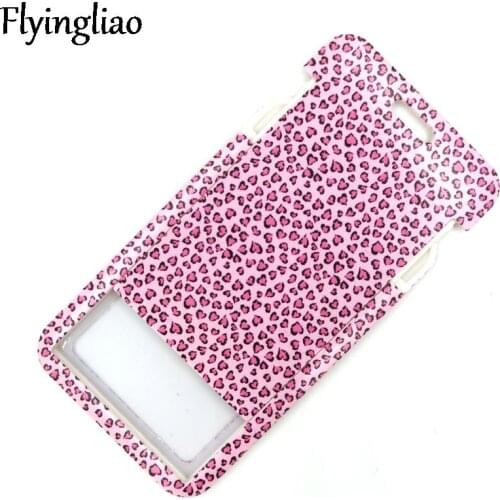 Pink Leopard Pattern Art Cartoon Anime Fashion Lanyards Bus ID Name Work Card Holder Accessories Decorations Kids Gifts