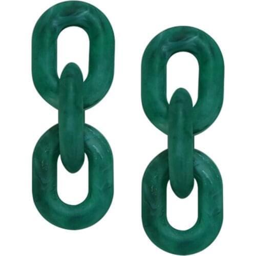 UJBOX New Multicolor Matte Lock Chain Buckle Earrings Women Acrylic Resin Dangle Drop Earrings Japanese Korean Jewelry