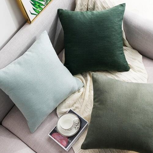 12 colors solid linen cushion cover sofa bed chair decor pillow cover pink green brown pillowcase hotel bar office cushion cover