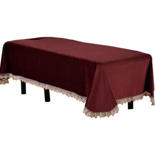 Solid Dutch Velvet Beauty Salon Massage Table Bed Sheet Thick Warm Lacework Massage SPA Treatment Bed Cover with Breath Hole