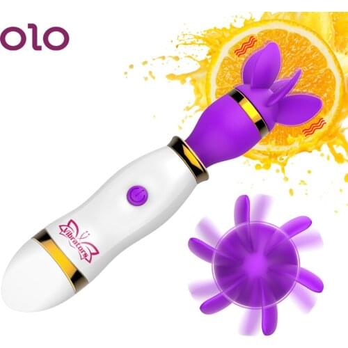 OLO Tongue Licking Vibrator AV Stick 12 Speed Nipple Clitoris Stimulator 360 Degree Rotation Sex Toys for Women Masturbator