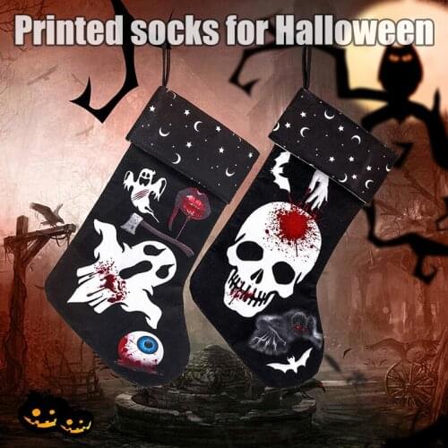 Halloween Gift Bag Skeleton Ghost Printed Socks Hanging Ornament Festival Party Props for Home Bedroom Decoration WXV Sale