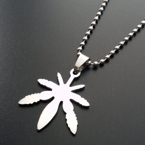 Gift Stainless Steel Canada Jamaica Hemp Maple Leaf African Fallen leaves Tree Foliage Leaves Plant grass necklace gift jewelry