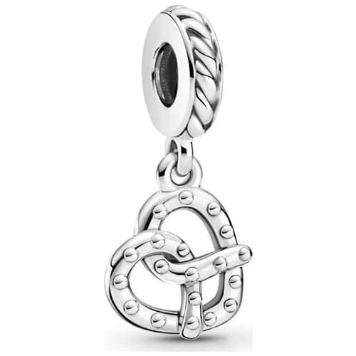 100% 925 Sterling Silver Pretzel Heart Dangle Charms Fit Beads Bracelets Pendant Necklaces DIY For Women Fine Jewelry