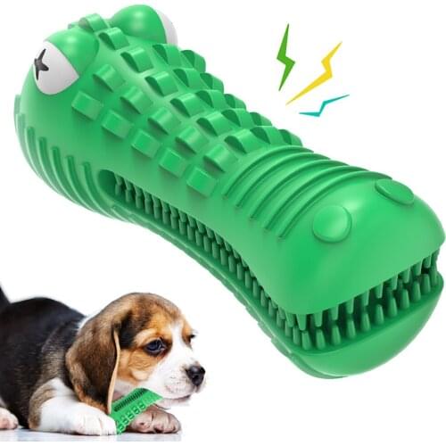 Pet Supplies Interactive Eco Friendly Rubber Crocodile Squeaking Molar Toothbrush Dog Chew Toy Dog Toys Interactive Dog Stuff